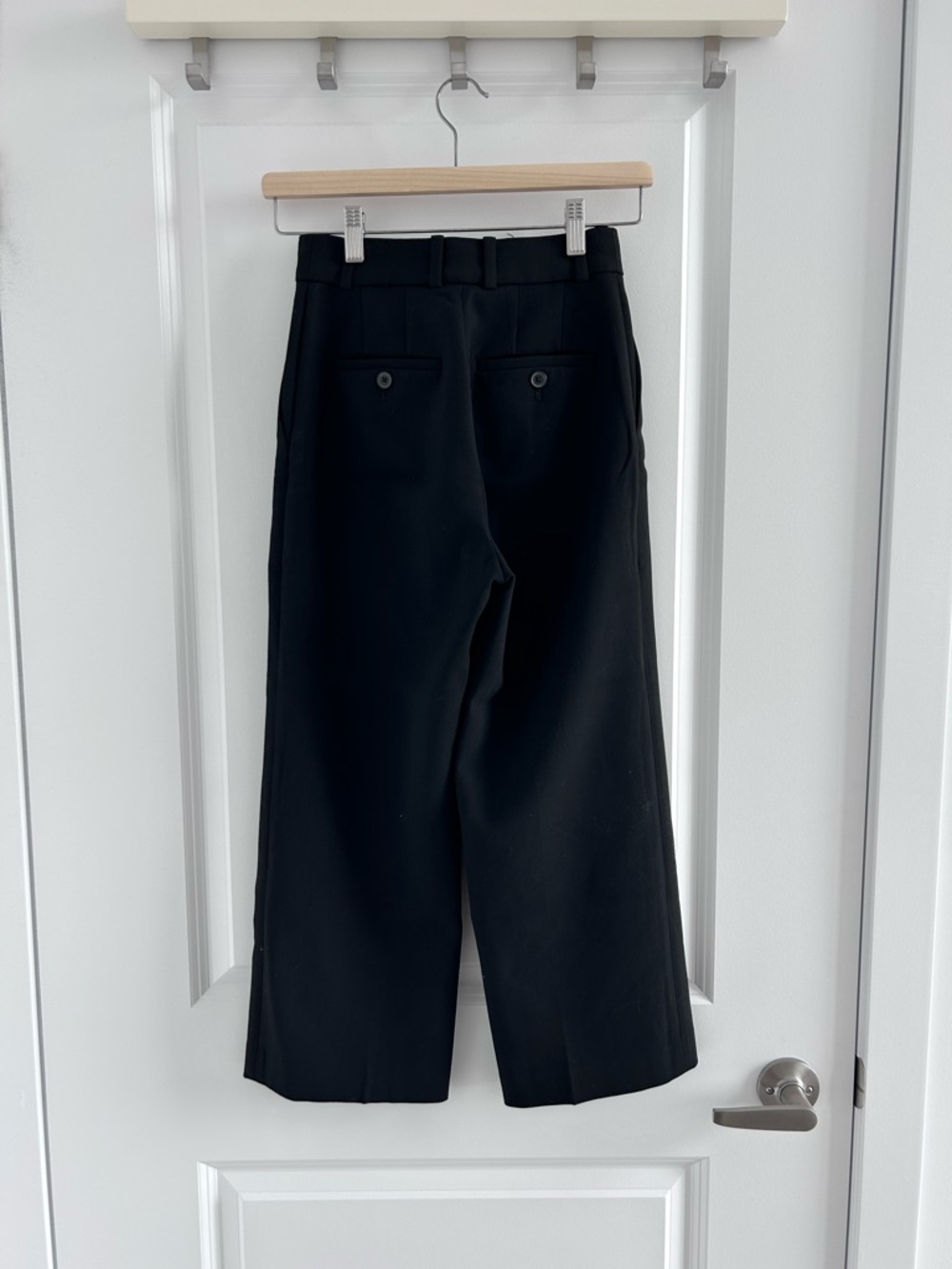 Babaton Black Cropped Wide-Leg Trousers